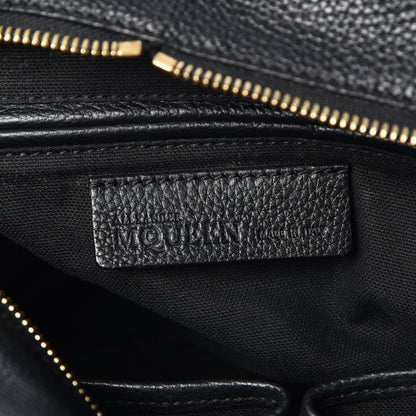 Alexander McQueen Pebbled Calfskin Small Skull Padlock Zip Around Tote Black 8 of 9