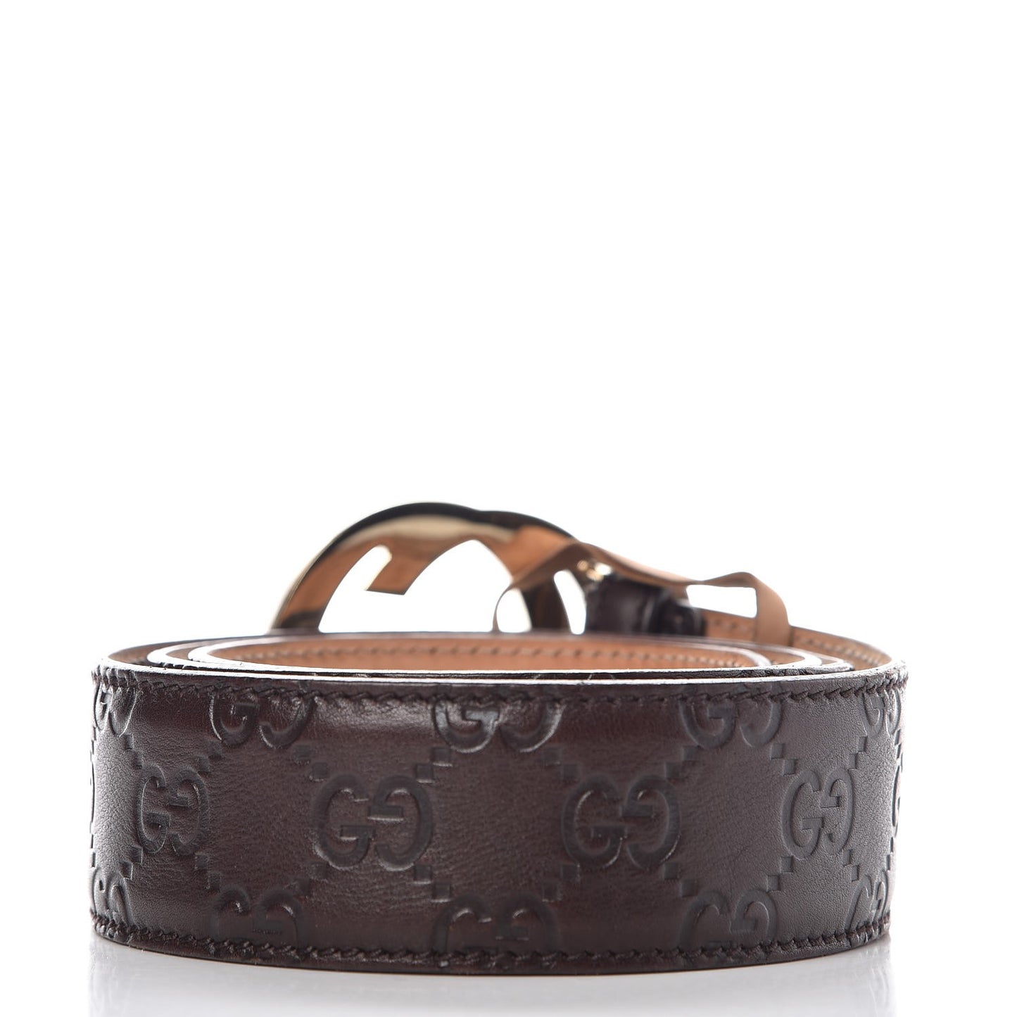 Guccissima Signature Interlocking G 40mm Belt 95 38 Chocolate
