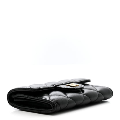 Chanel Lambskin Quilted Flap Card Holder Wallet Black 4 of 9