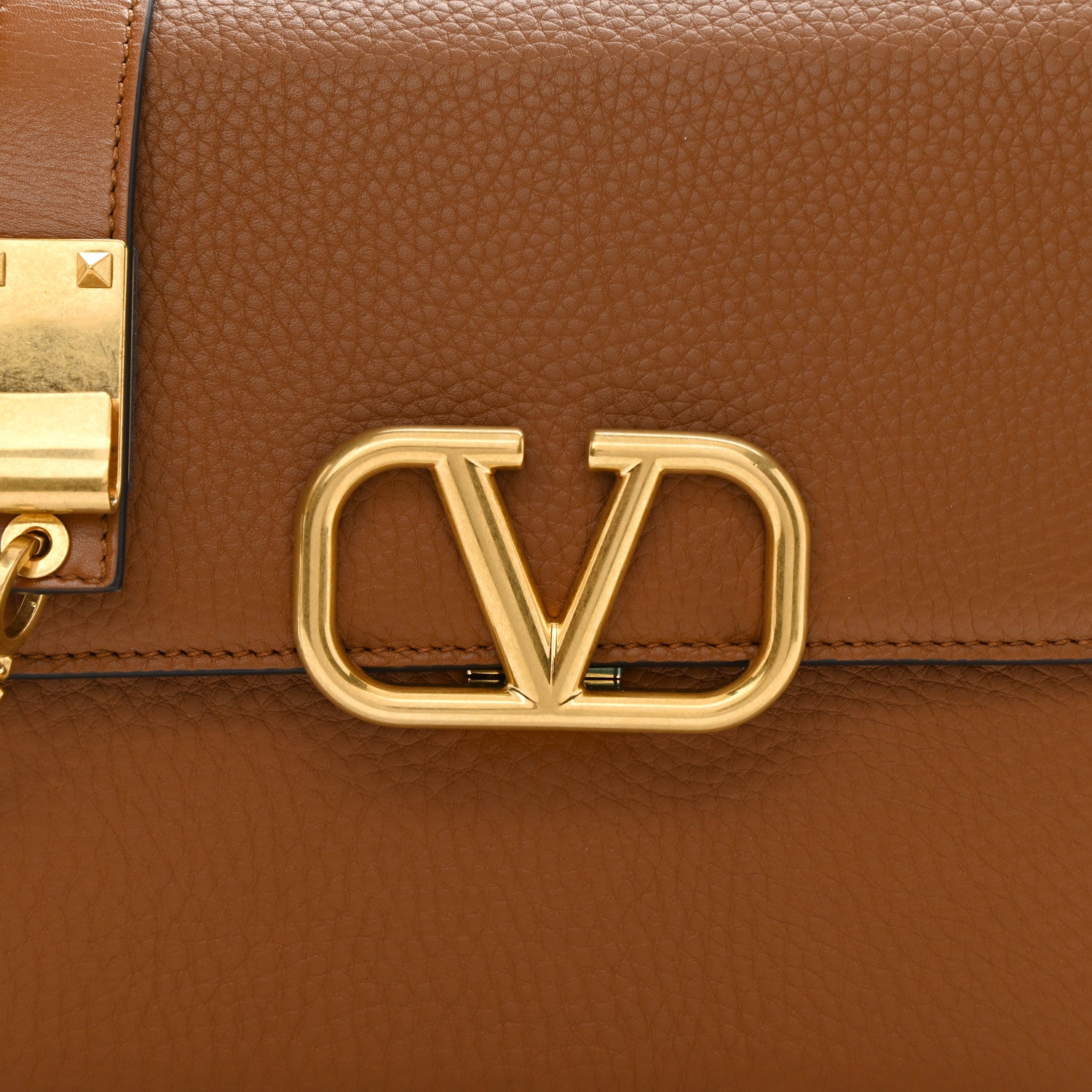 Valentino Garavani Grained Calfskin Large VSling Shoulder Bag Saddle Brown 7 of 7