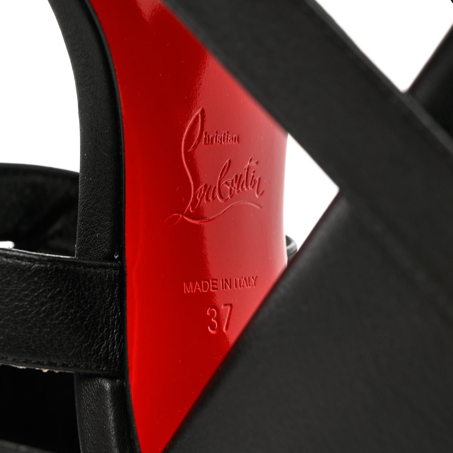 Christian Louboutin Calfskin Yazefatt Buckle Strap Platform Sandals 37 Black 7 of 8