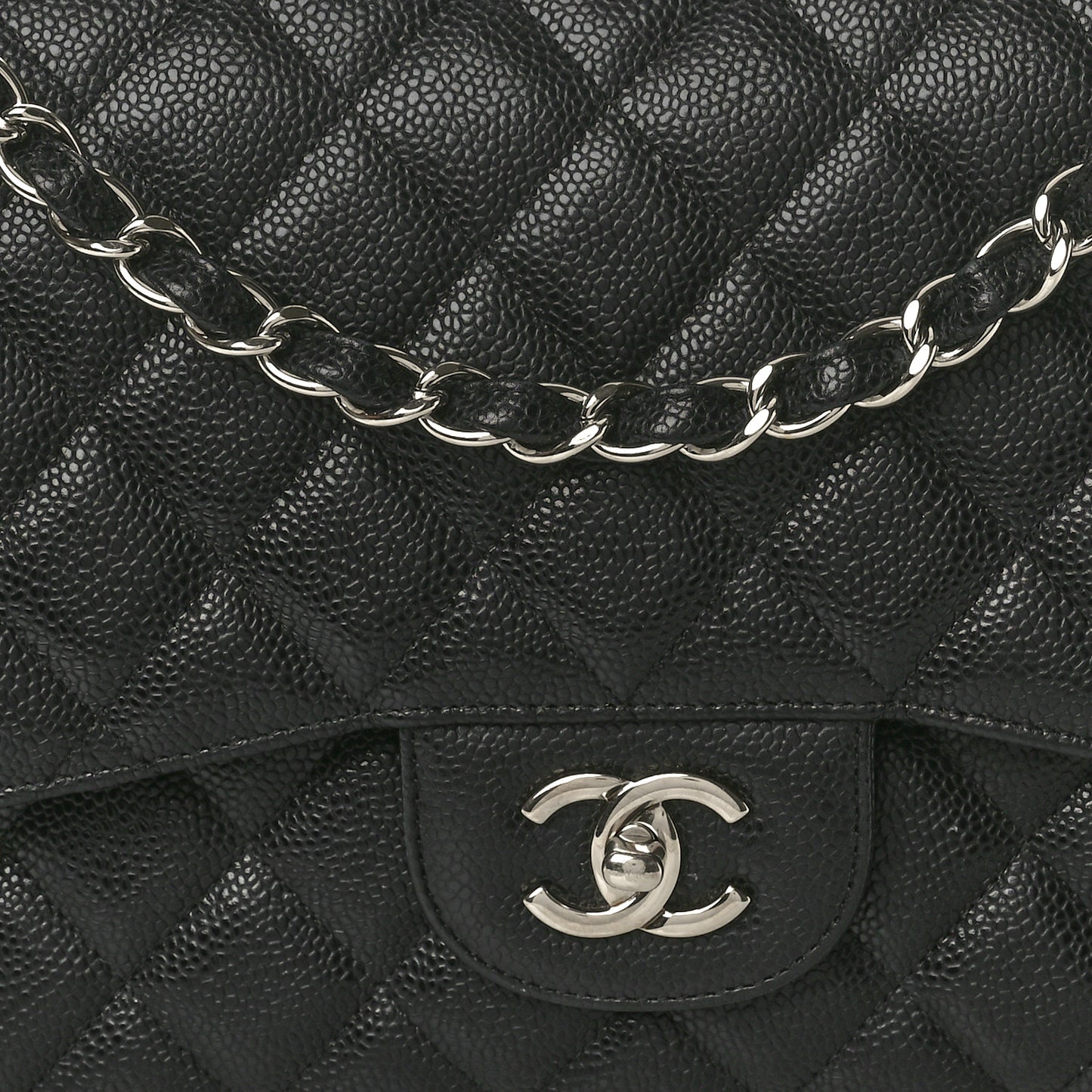 Caviar Quilted Jumbo Double Flap Black
