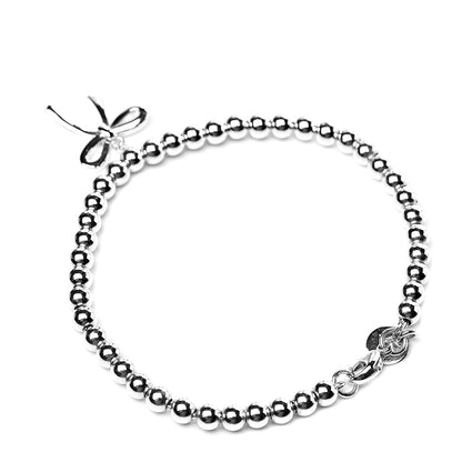 Tiffany Sterling Silver 4mm Bow Bead Bracelet 3 of 5