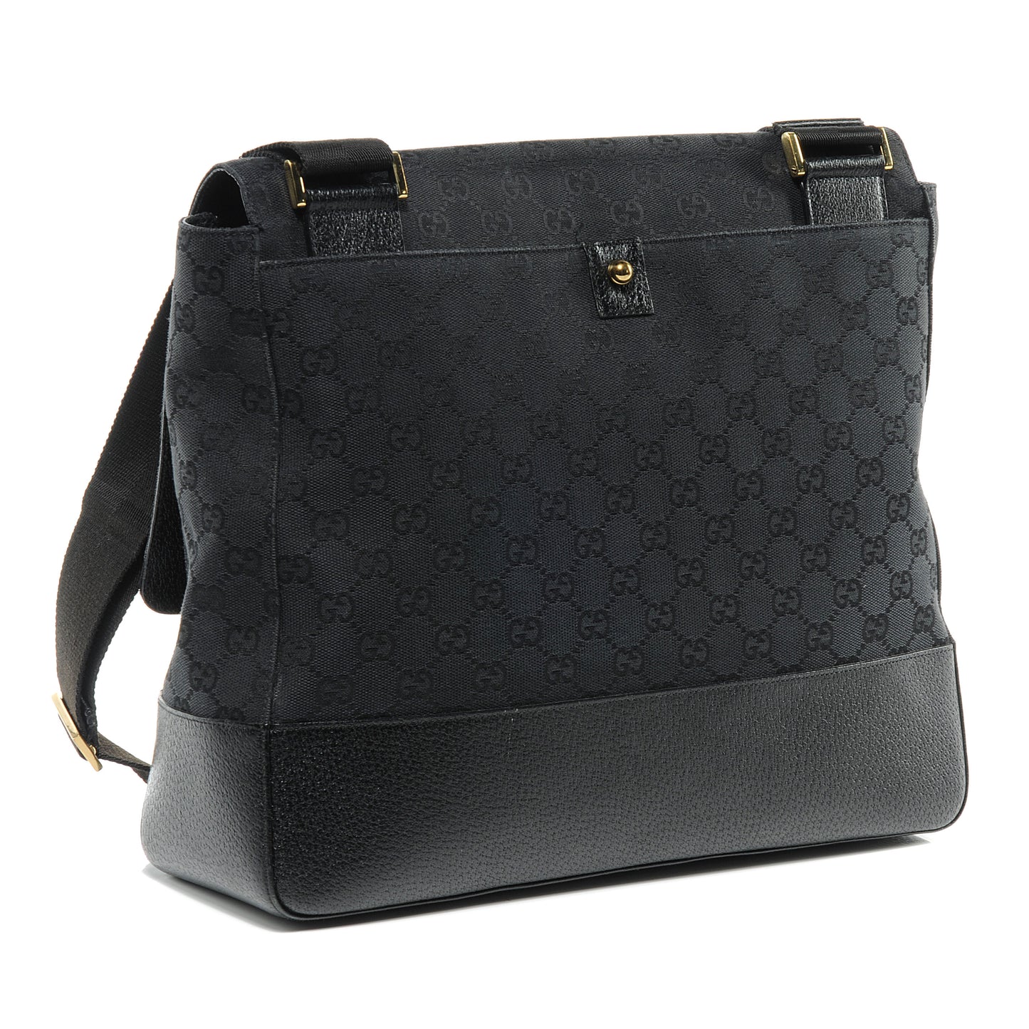 Monogram Calfskin Double Buckle Flap Messenger Bag Black