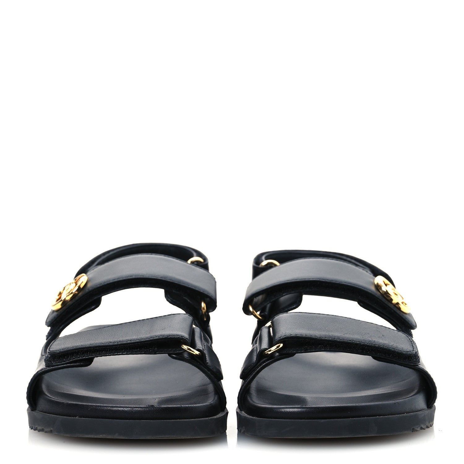 Gucci Calfskin Mini Double G Womens Isla Dad Sandals 37 Black 3 of 13