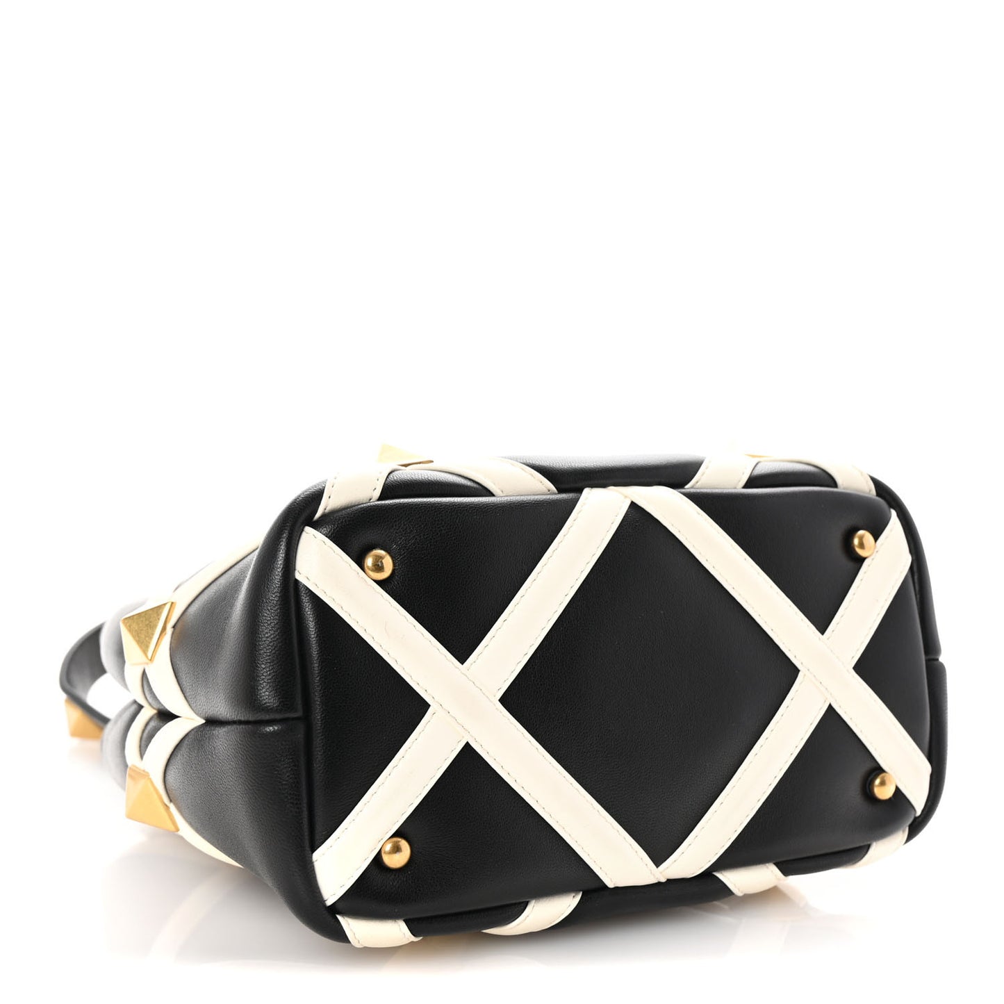 Nappa Small Roman Stud The Handle Bag Black Ivory