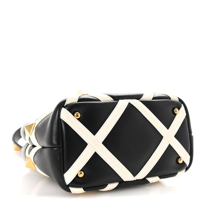 Valentino Garavani Nappa Small Roman Stud The Handle Bag Black Ivory 4 of 9