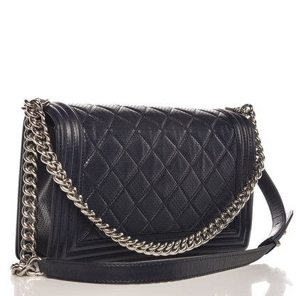 Chanel Perforated Lambskin Quilted New Medium Boy Flap Navy 3 of 10