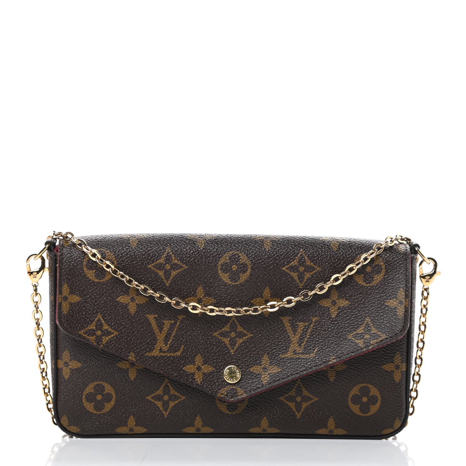 Louis Vuitton Monogram Pochette Felicie Chain Wallet Fuchsia 3 of 16