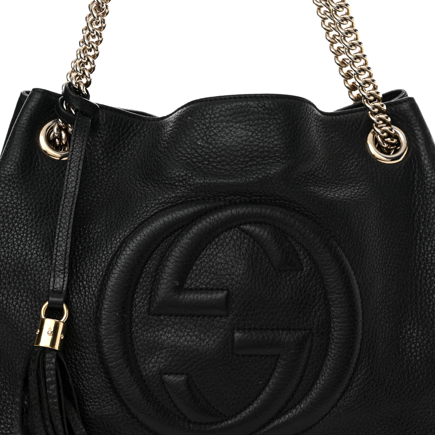 Gucci Pebbled Calfskin Medium Soho Chain Shoulder Bag Black 8 of 22