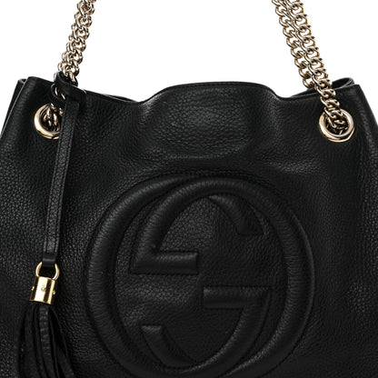 Gucci Pebbled Calfskin Medium Soho Chain Shoulder Bag Black 8 of 22