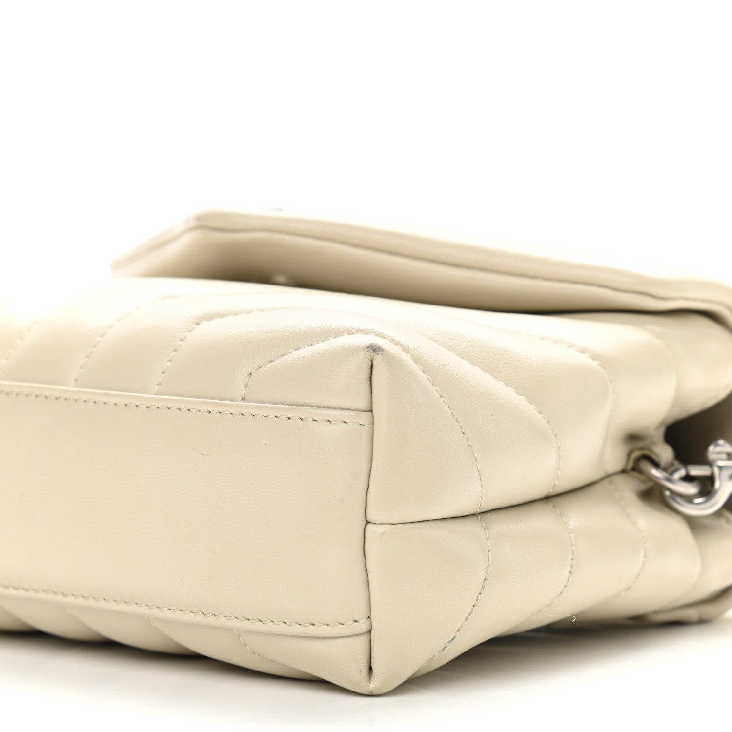 Saint Laurent Calfskin Y Quilted Monogram Toy Loulou Crossbody Bag Crema Soft 8 of 10