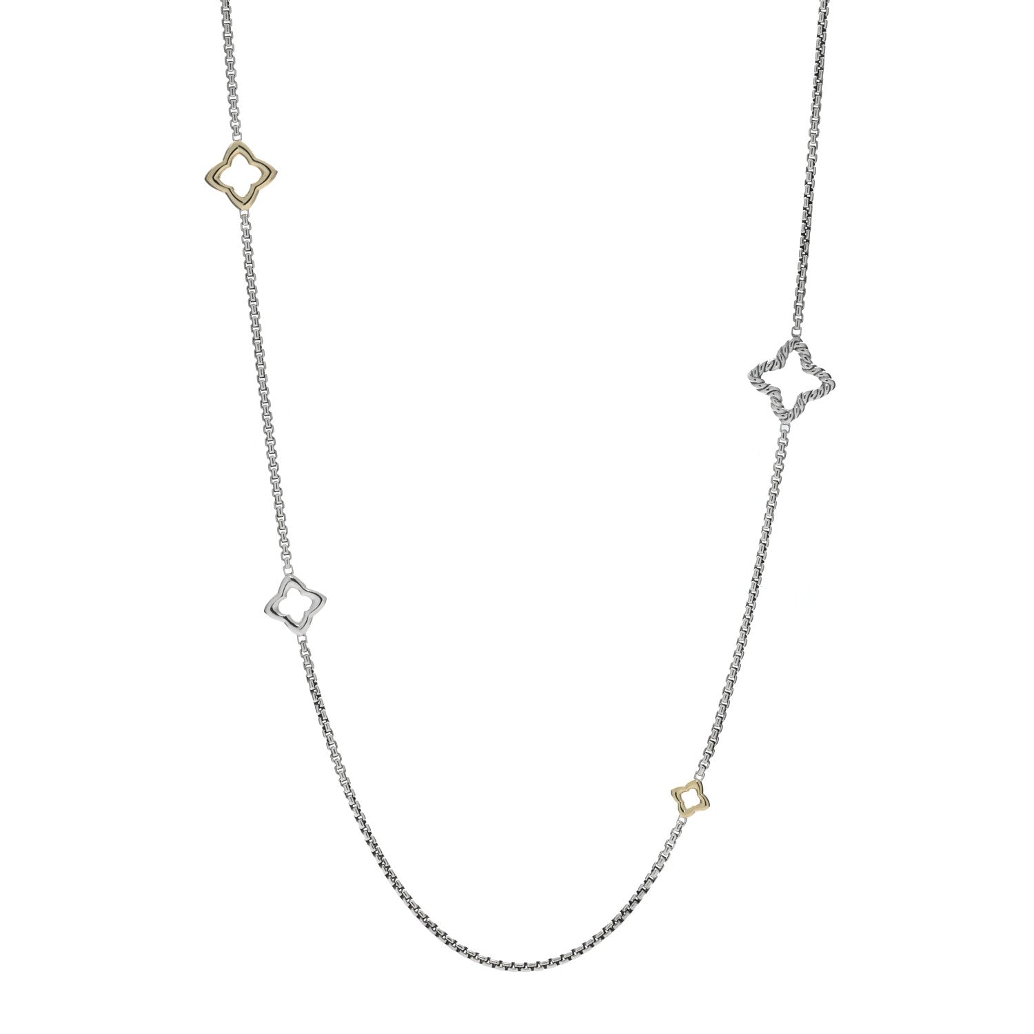 David Yurman Sterling Silver 14K Yellow Gold Quatrefoil Necklace 1 of 4
