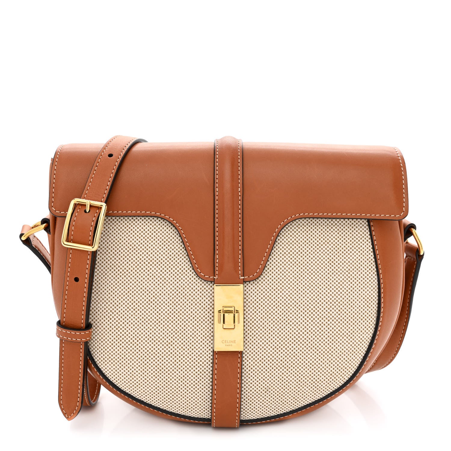 Celine Textile Natural Calfskin Medium Besace 16 Tan 1 of 10