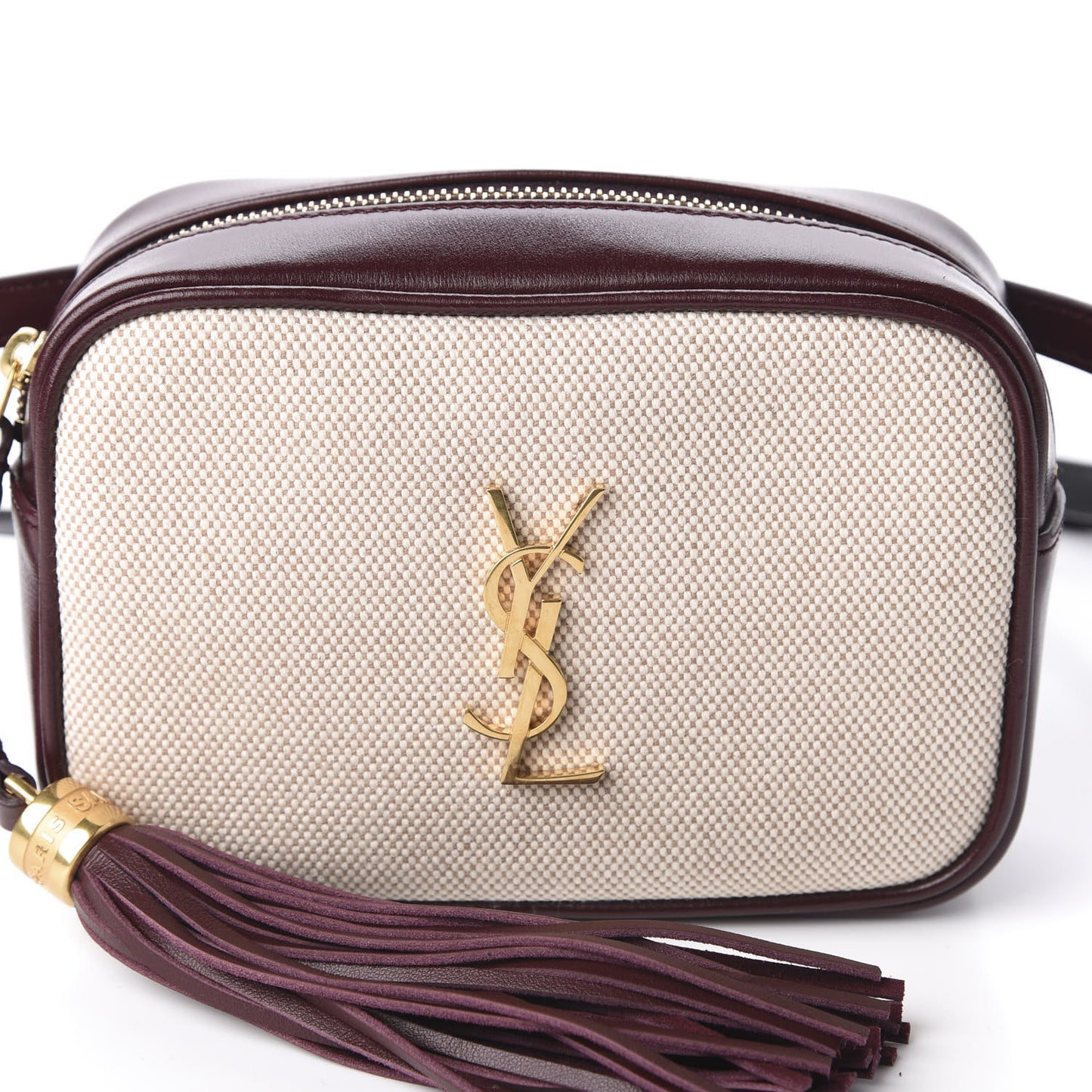 Calfskin Canvas Monogram Lou Belt Bag Natural Dark Legion Red