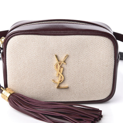 Saint Laurent Calfskin Canvas Monogram Lou Belt Bag Natural Dark Legion Red 10 of 10