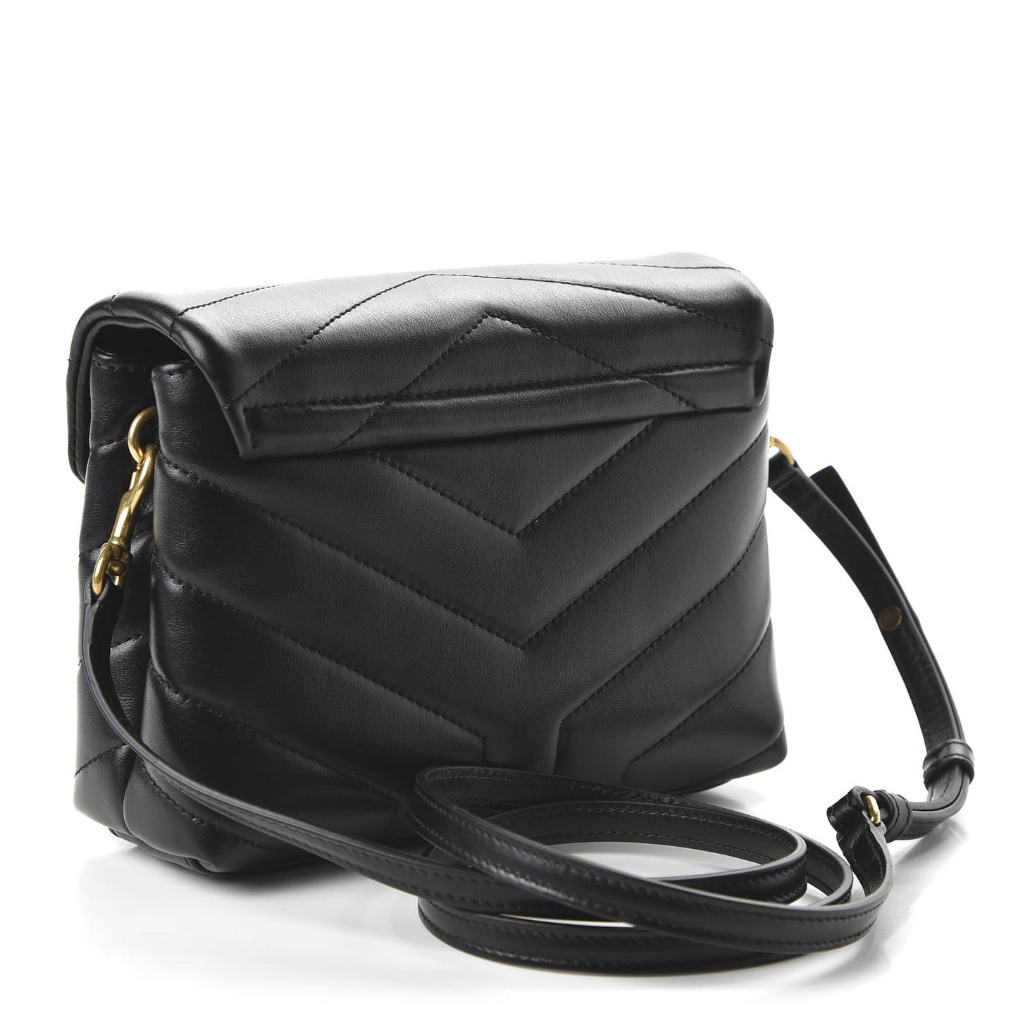 Calfskin Y Quilted Monogram Toy Loulou Crossbody Bag Black