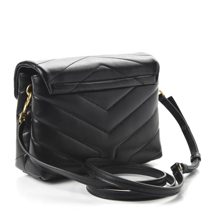 Saint Laurent Calfskin Y Quilted Monogram Toy Loulou Crossbody Bag Black 3 of 10