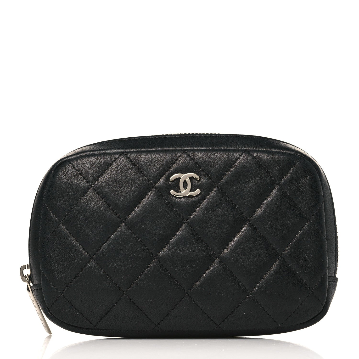 Chanel Lambskin Quilted Small Curvy Pouch Cosmetic Case Black 1 of 8