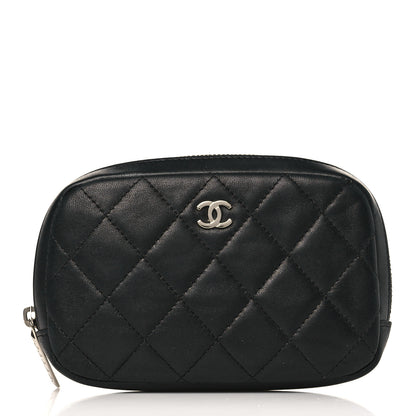 Chanel Lambskin Quilted Small Curvy Pouch Cosmetic Case Black 1 of 8