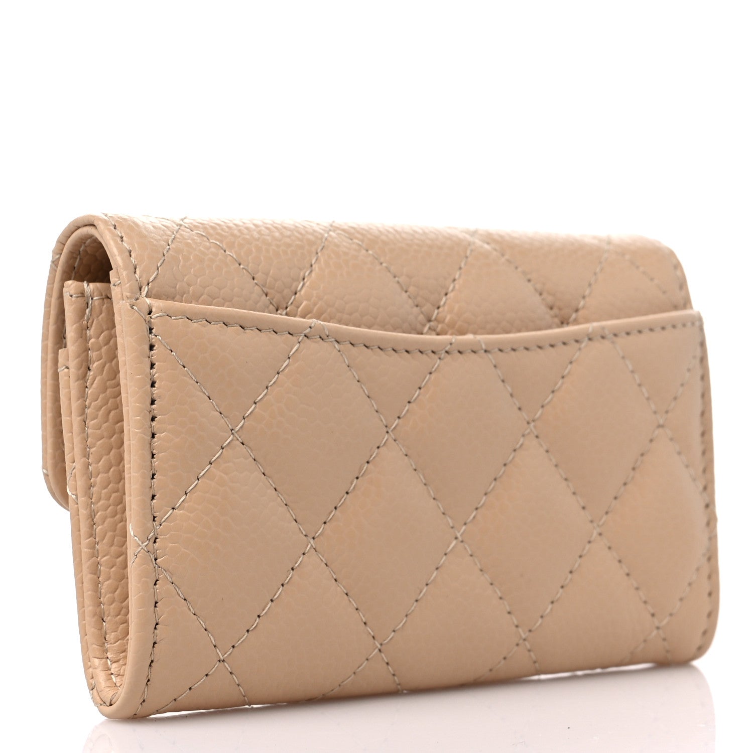 Chanel Caviar Quilted Flap Card Holder Wallet Beige 3 of 10