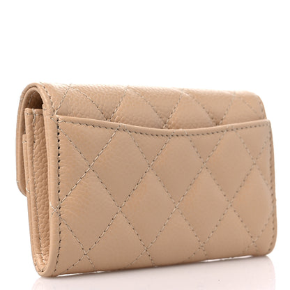 Chanel Caviar Quilted Flap Card Holder Wallet Beige 3 of 10