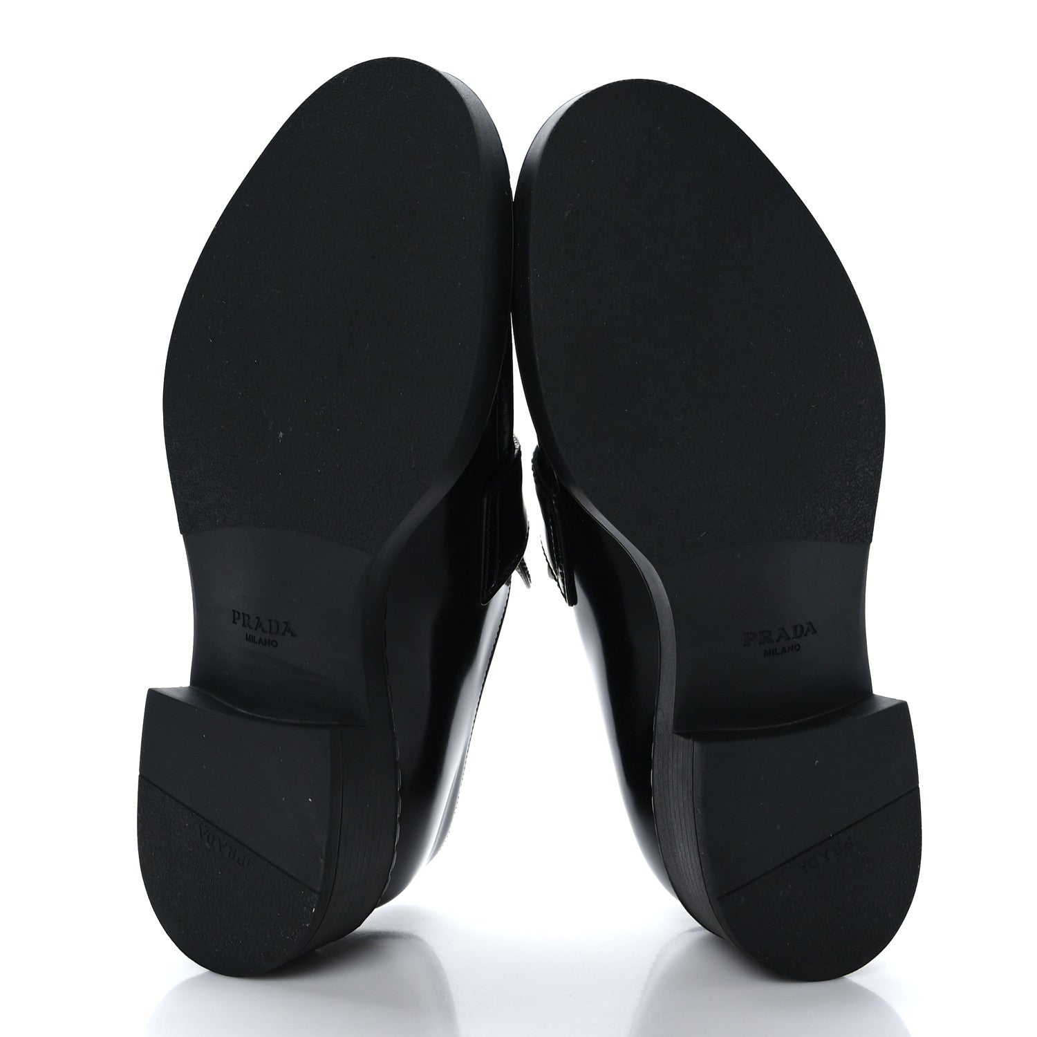 Prada Spazzolato Metal Triangle Logo 50mm Loafers 39 Black 5 of 7