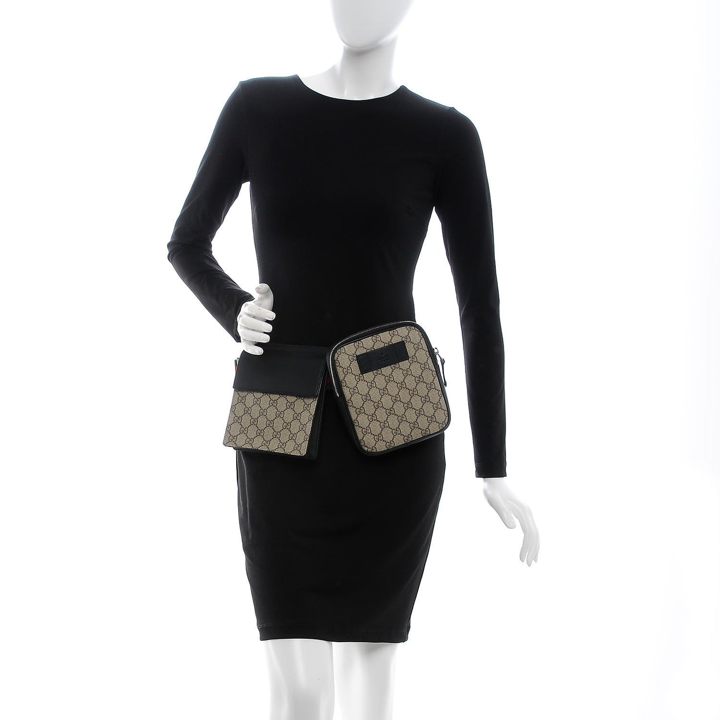 GG Supreme Monogram Web Belt Bag Black