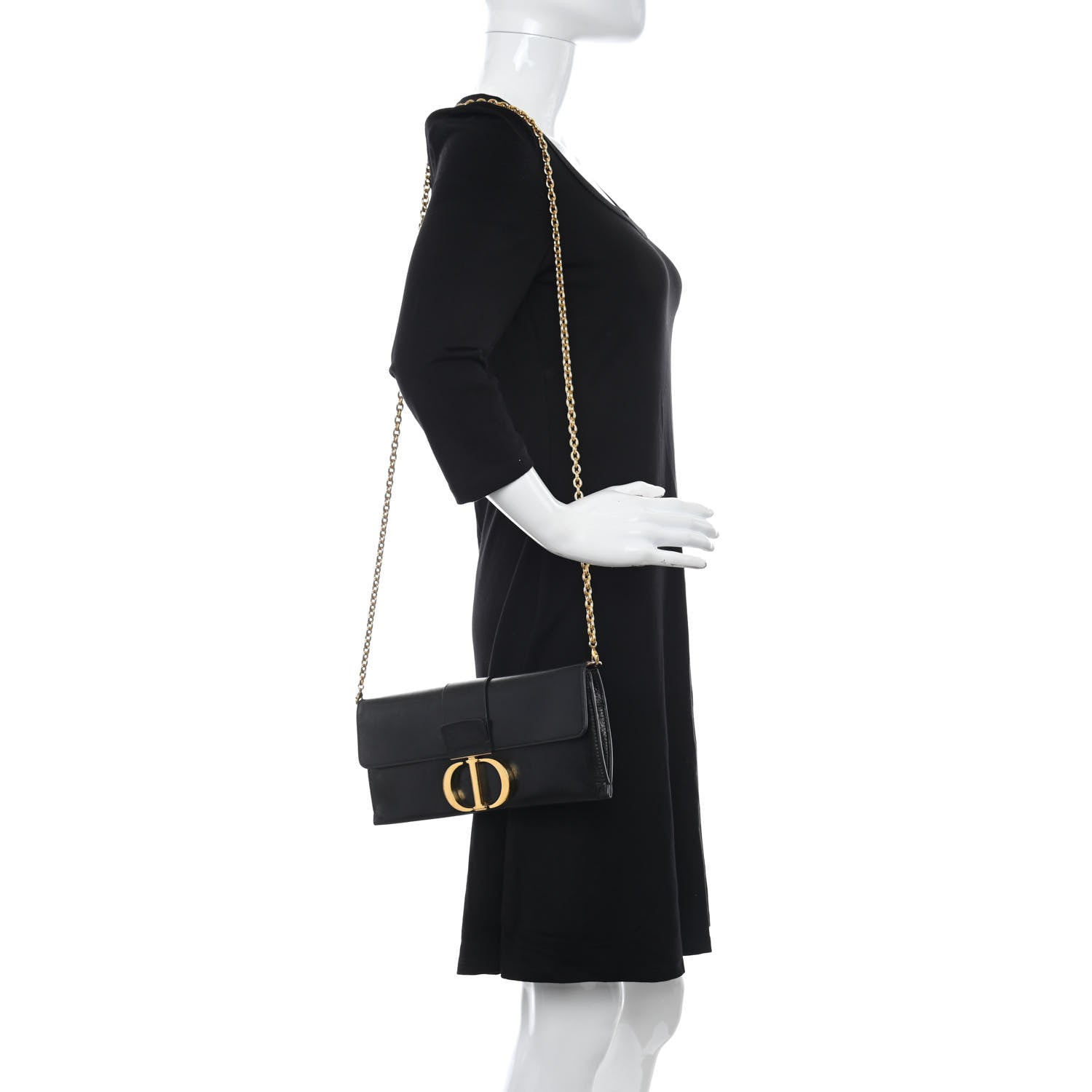 Christian Dior Calfskin 30 Montaigne Chain Pouch Black 2 of 9