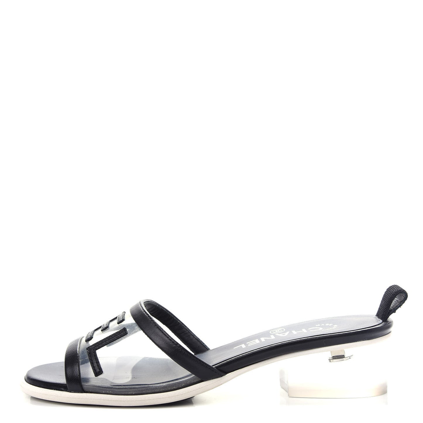 PVC Lambskin Logo Mules 35.5 Black