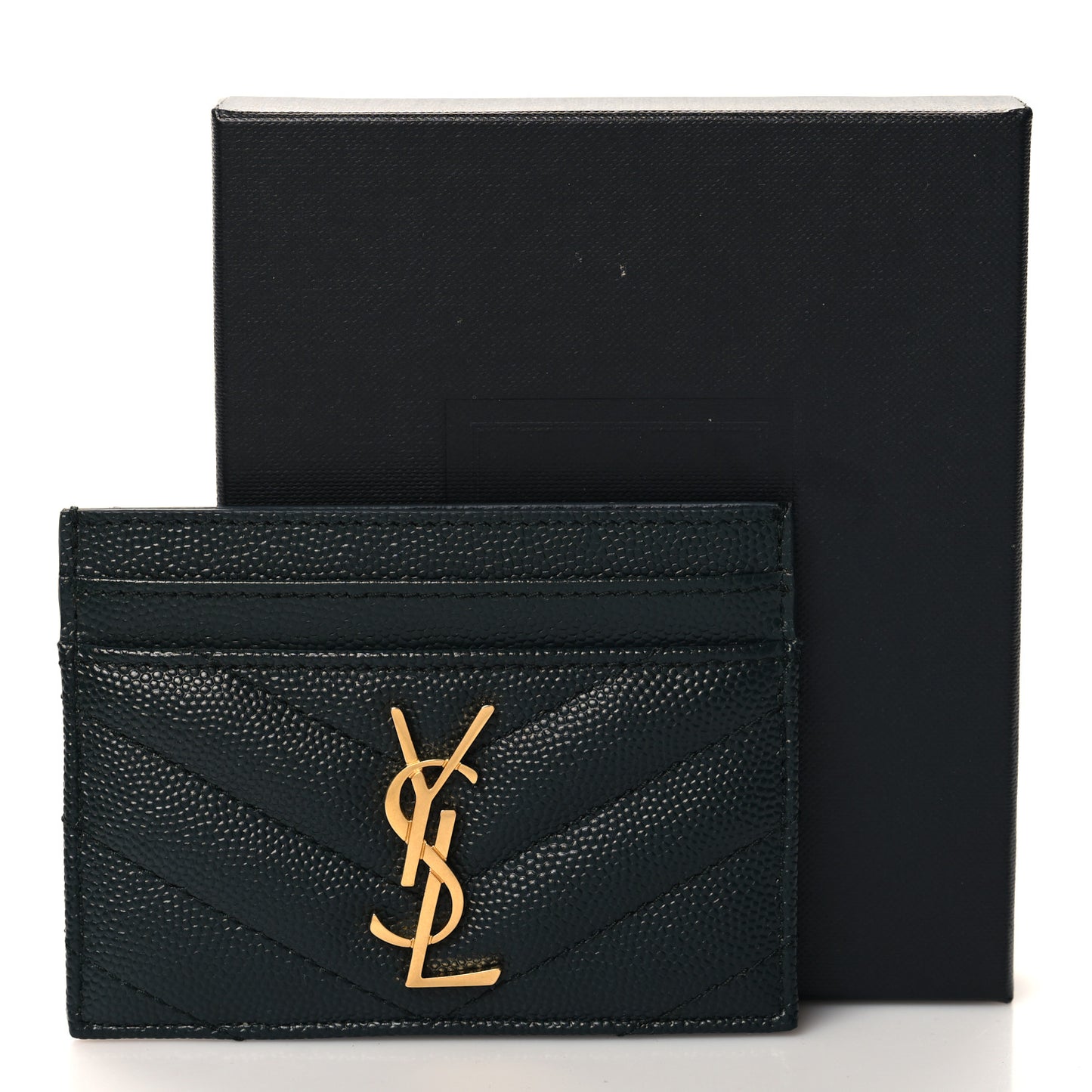 Grain De Poudre Matelasse Chevron Monogram Credit Card Case Algae