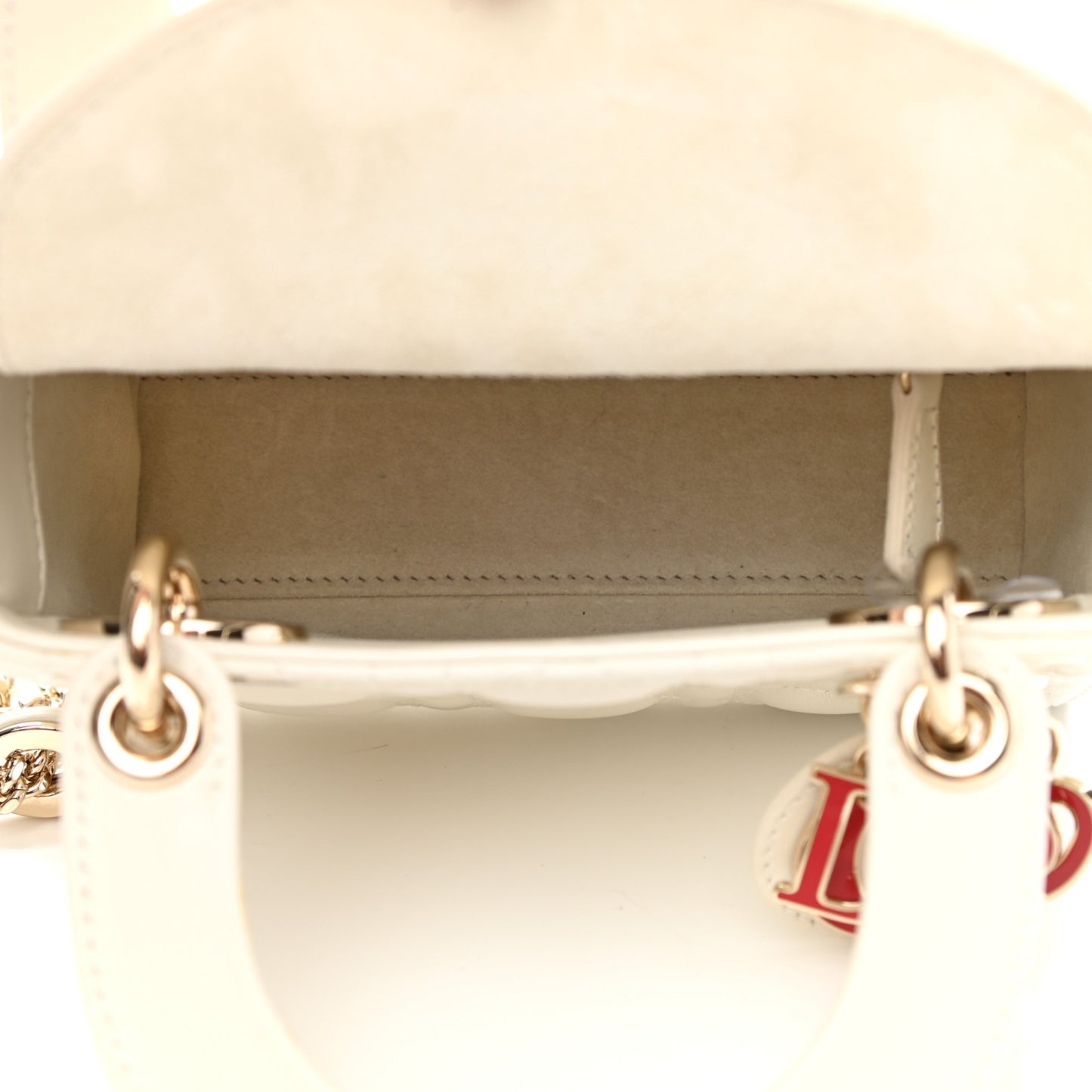 Lambskin Cannage Mini DiorAmour Lady Dior Latte
