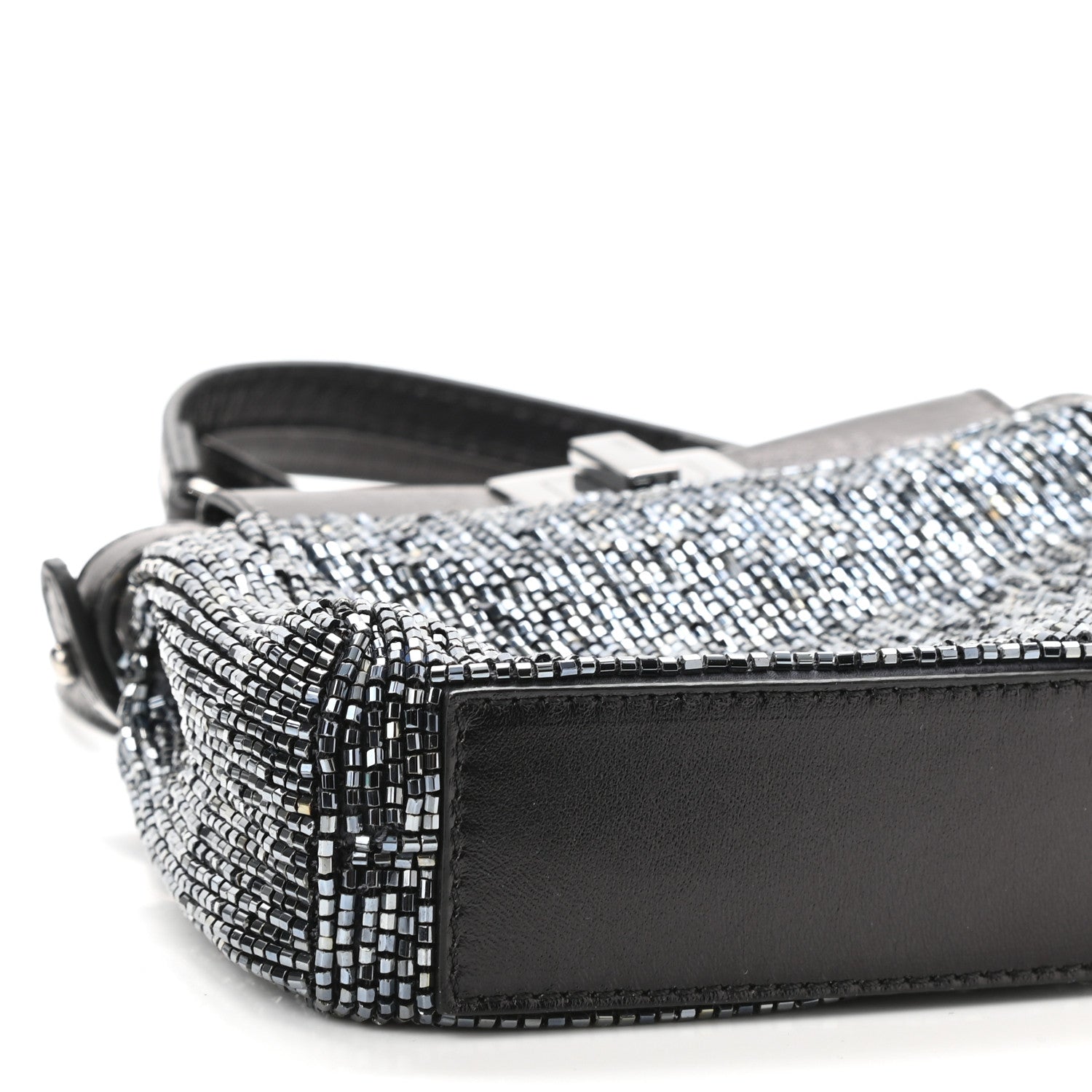 Fendi Laminated Goatskin Beaded Micro Peekaboo Iconic Satchel Canna di Fucile Black 9 of 10