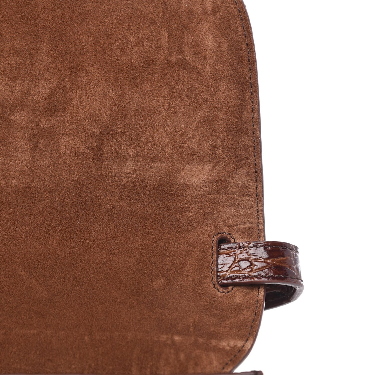 Crocodile Embossed Calfskin Medium Kaia Satchel Rusty Brown