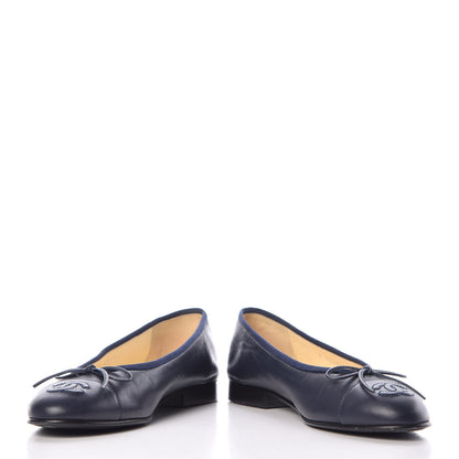 Chanel Lambskin CC Cap Toe Ballerina Flats 36 Navy 6 of 14