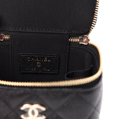 Chanel Caviar Quilted Mini Pearl On Top Vanity Case With Chain Black 6 of 10