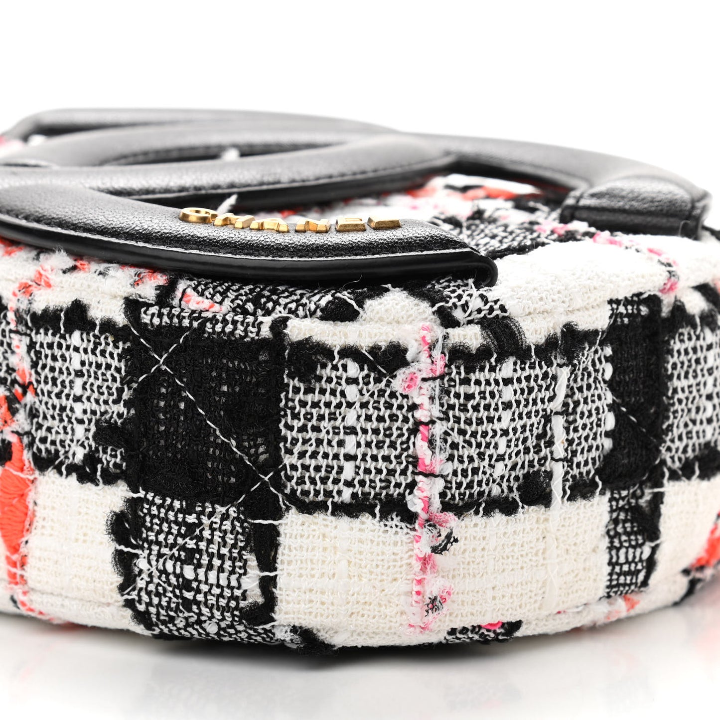 Tweed Lambskin Quilted Coco Midnight Camera Case White Black Multicolor