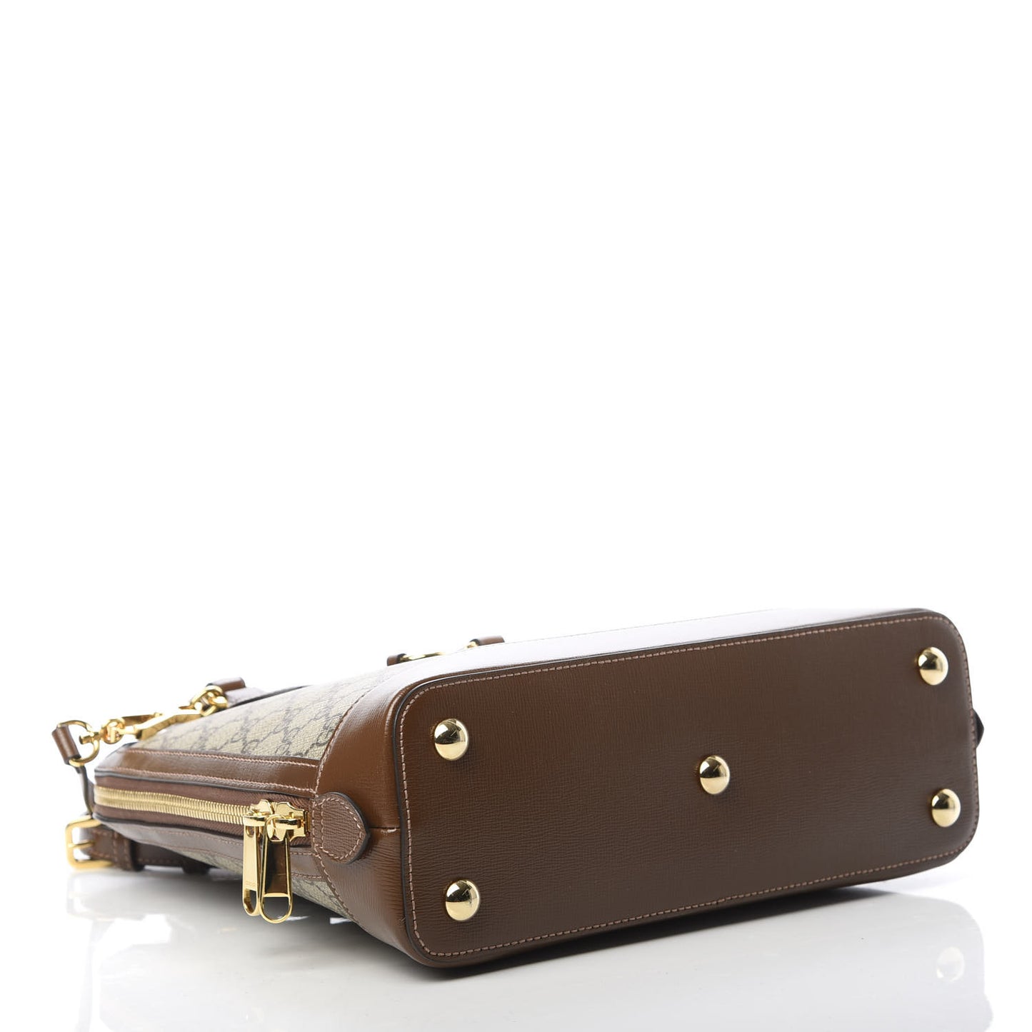 GG Supreme Monogram 1955 Horsebit Top Handle Bag Beige Brown Sugar