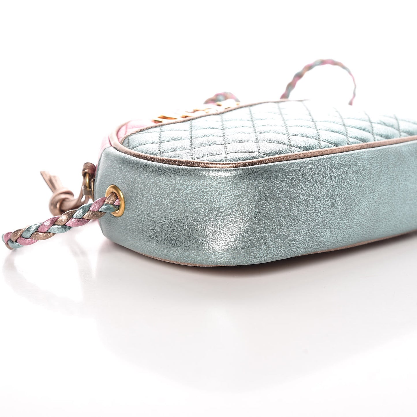 Laminated Nappa Trapuntata Mini Zumi Dome Shoulder Bag Rosa Lago Rame