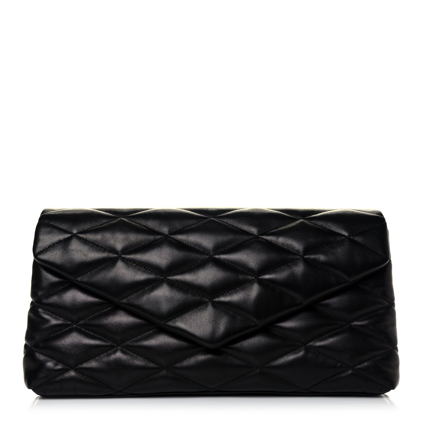Lambskin Quilted Sade Puffer Envelope Clutch Black