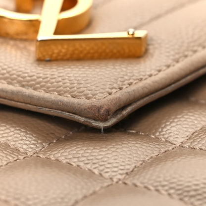 Saint Laurent Grain De Poudre Mixed Matelasse Large Triquilt Monogram Satchel Dark Beige 10 of 12