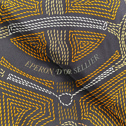 Hermes Silk Eperon D'Or Sellier Scarf 70 Taupe Jaune Bronze 4 of 5
