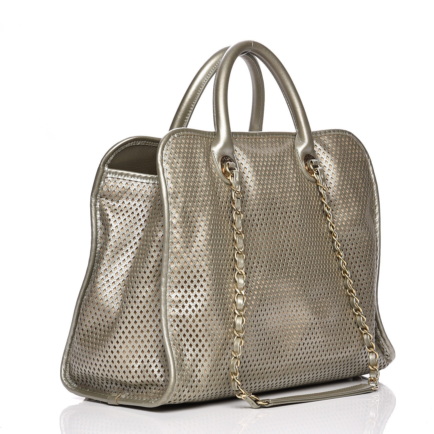 Chanel Metallic Calfskin Perforated Up In The Air Tote Silver 5 of 12