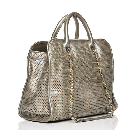 Chanel Metallic Calfskin Perforated Up In The Air Tote Silver 5 of 12