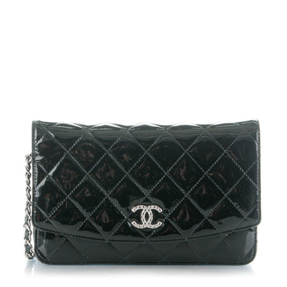 Chanel Patent Quilted Brilliant Wallet On Chain WOC Black 1 of 8