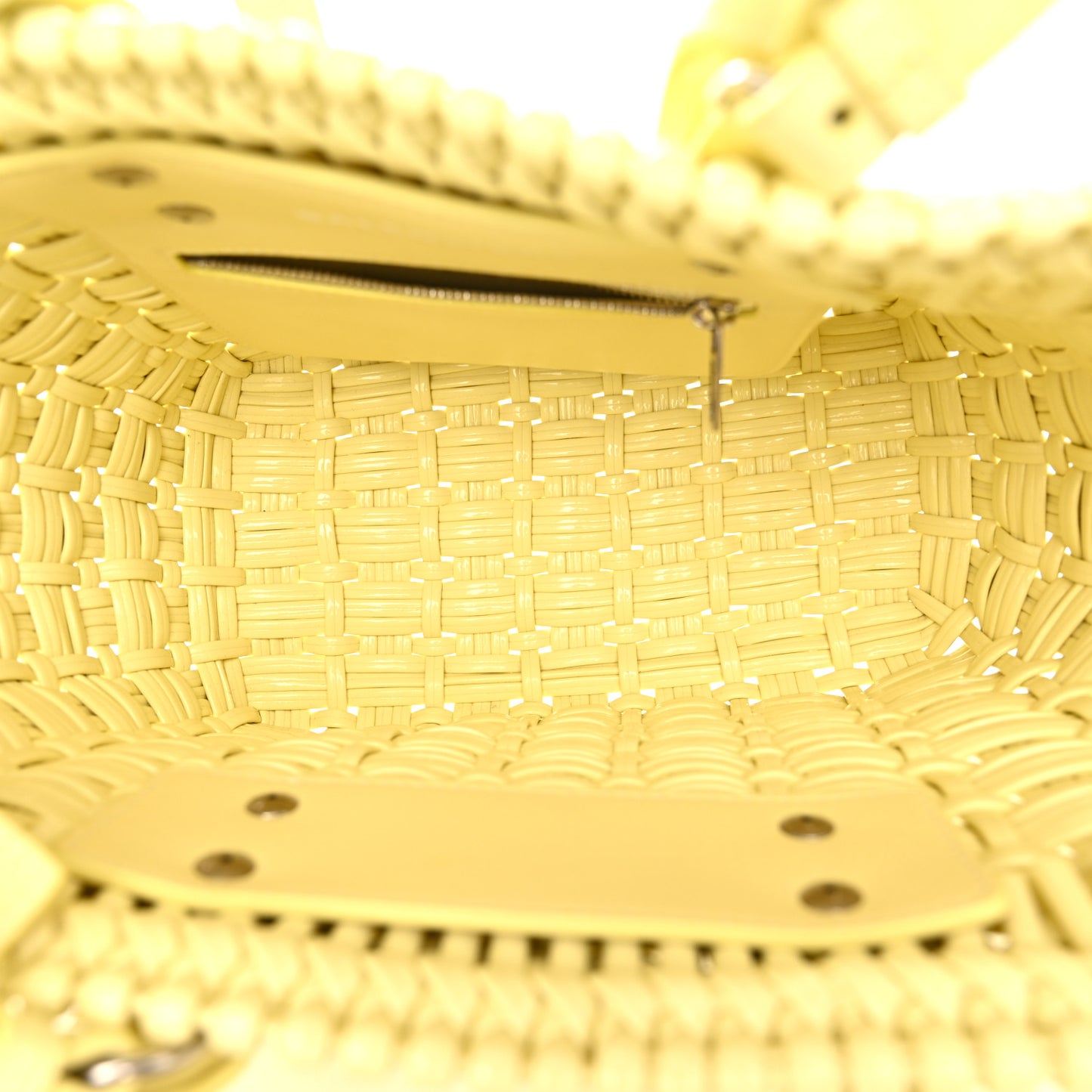 Varnished Faux Calfskin Braided XS Bistro Basket Pale Yellow