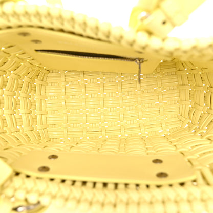 Balenciaga Varnished Faux Calfskin Braided XS Bistro Basket Pale Yellow 5 of 10