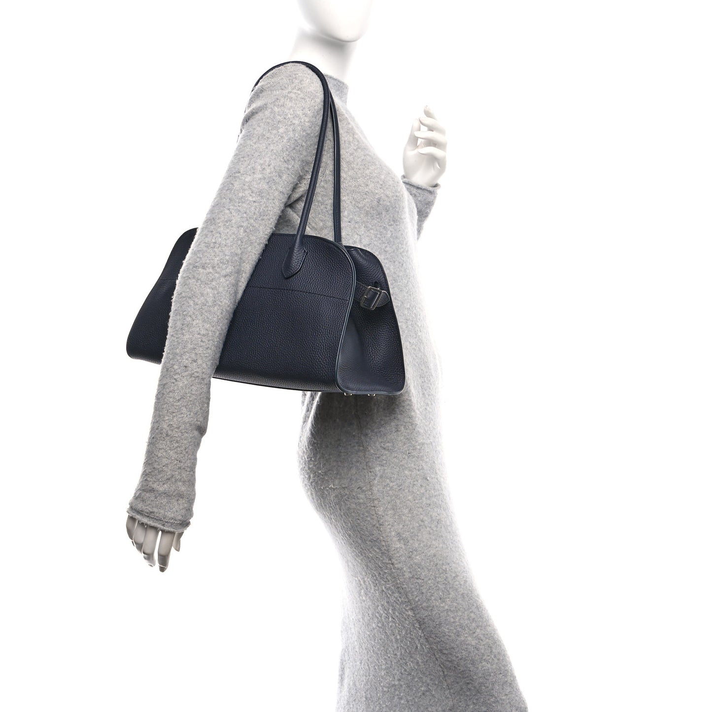 Matte Grained Calfskin Margaux Shoulder 12 Dark Navy