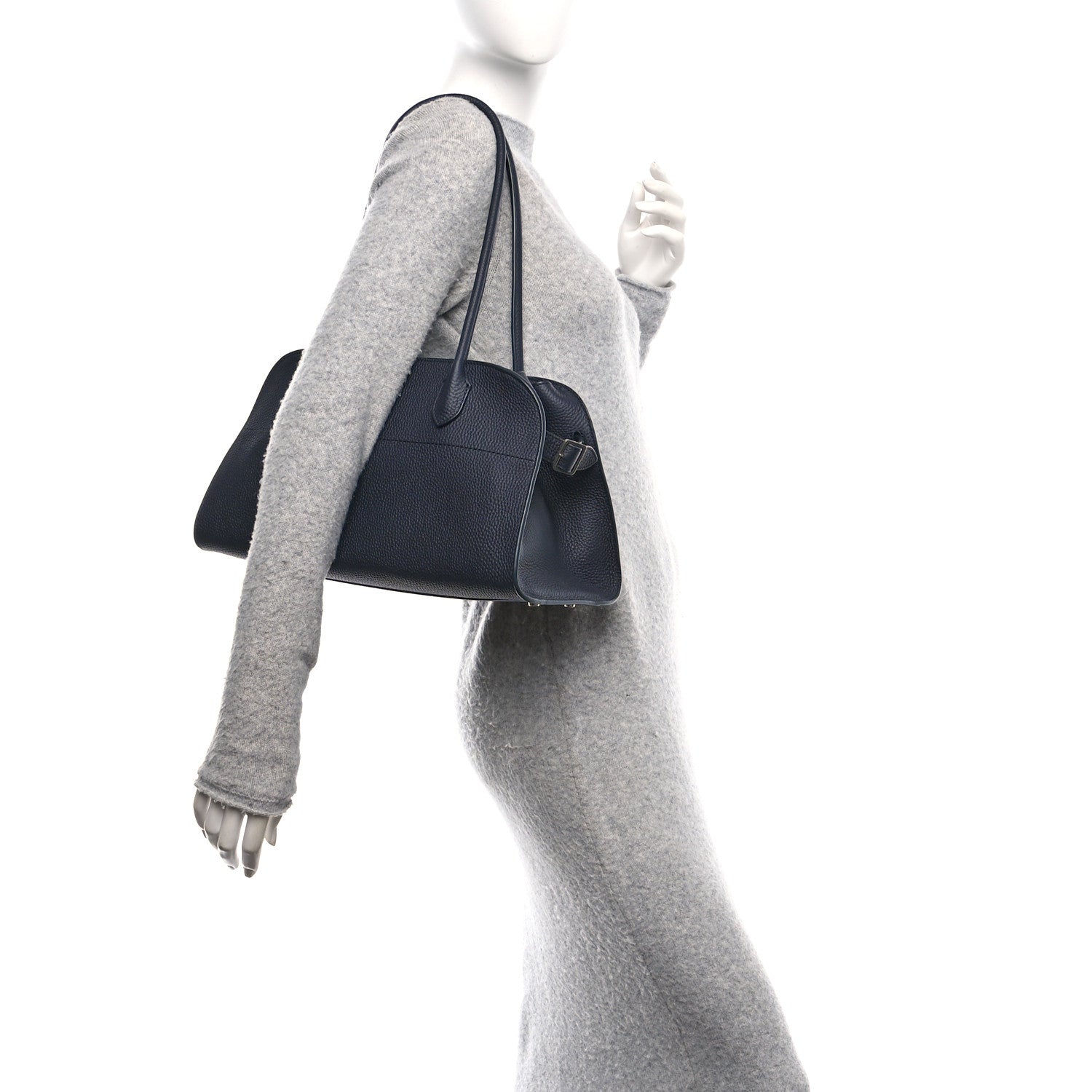 The Row Matte Grained Calfskin Margaux Shoulder 12 Dark Navy 2 of 9
