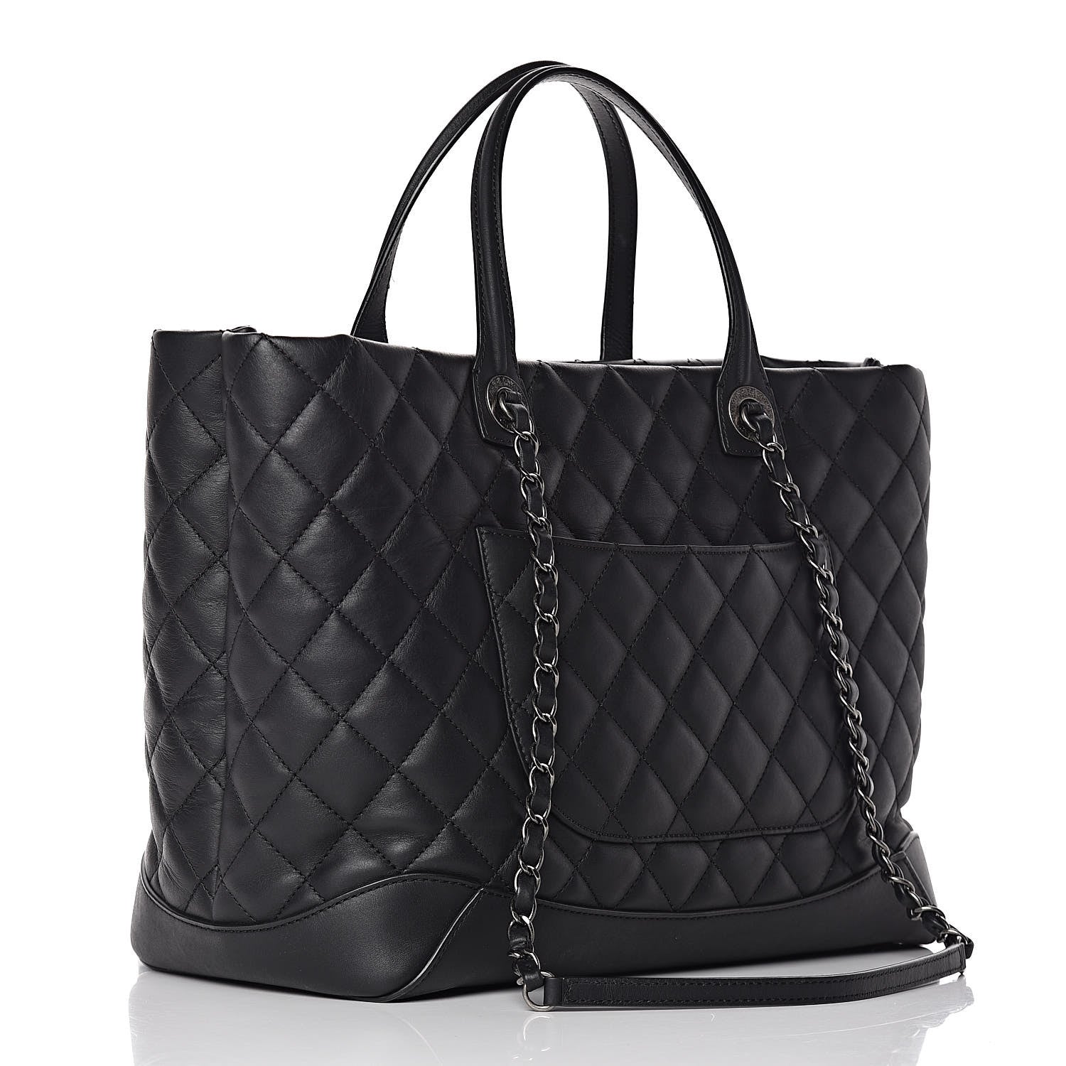 Chanel Calfskin Quilted Large Easy Shopping Tote Black 3 of 10